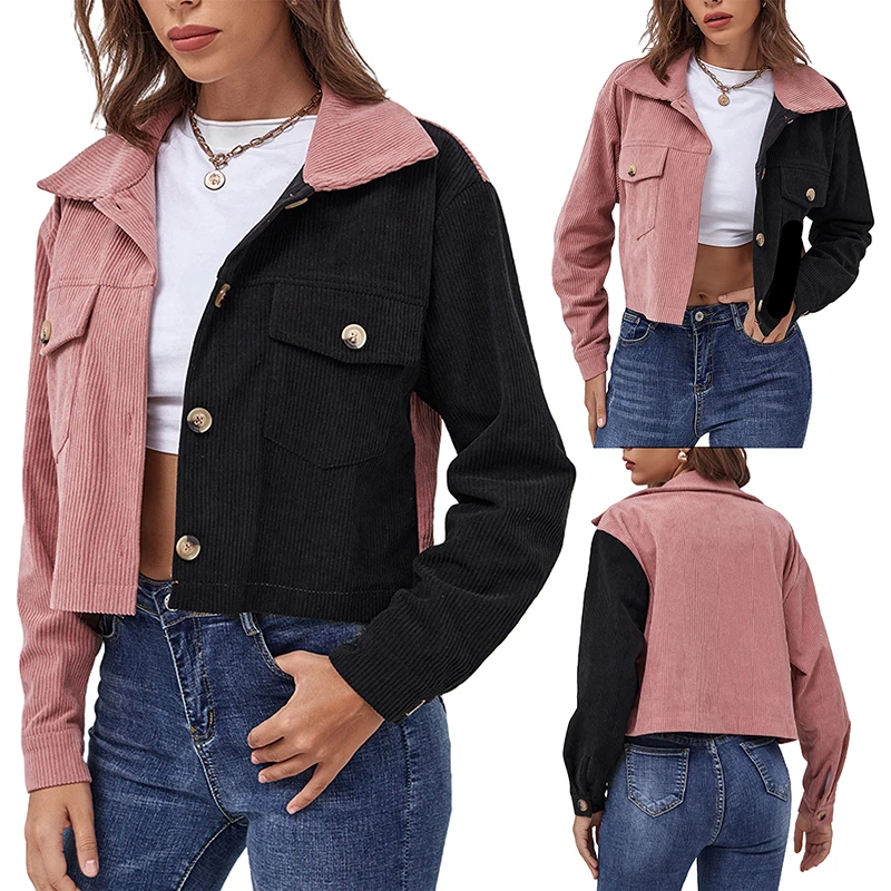 

Женское весенне-осеннее пальто с длинным рукавом и отложным воротником