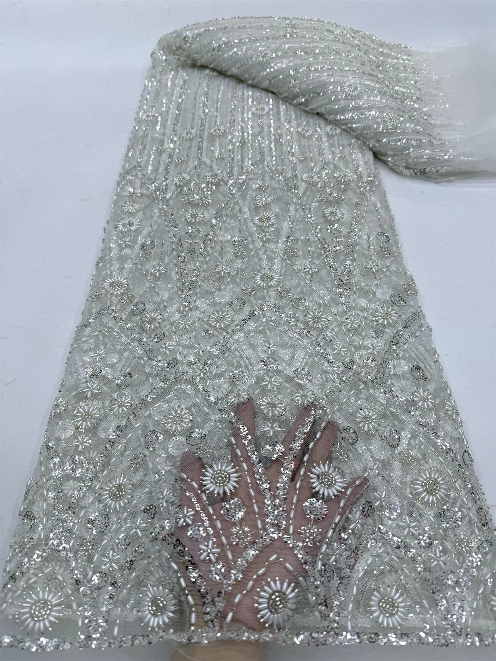 Роскошная африканская сетчатая кружевная ткань для шитья нигерийская тюль с