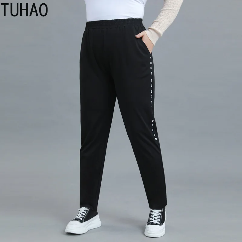 

Брюки-Карандаш TUHAO женские черные, Стрейчевые повседневные свободные штаны, большие размеры d 7XL 6XL 5XL 3XL, 2022