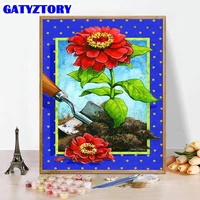 gatyztory pictures by number with frame red flower paint by numbers handpainted art drawing on canvas gift kits home decor
