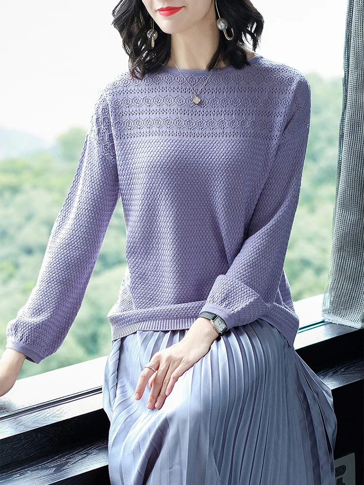 

BOBOKATEER Fashion Women Clothing 2023 Round Neck Solid Casual Knit T Shirt Autumn Long Sleeve Top Femme Poleras Mujer Camisetas