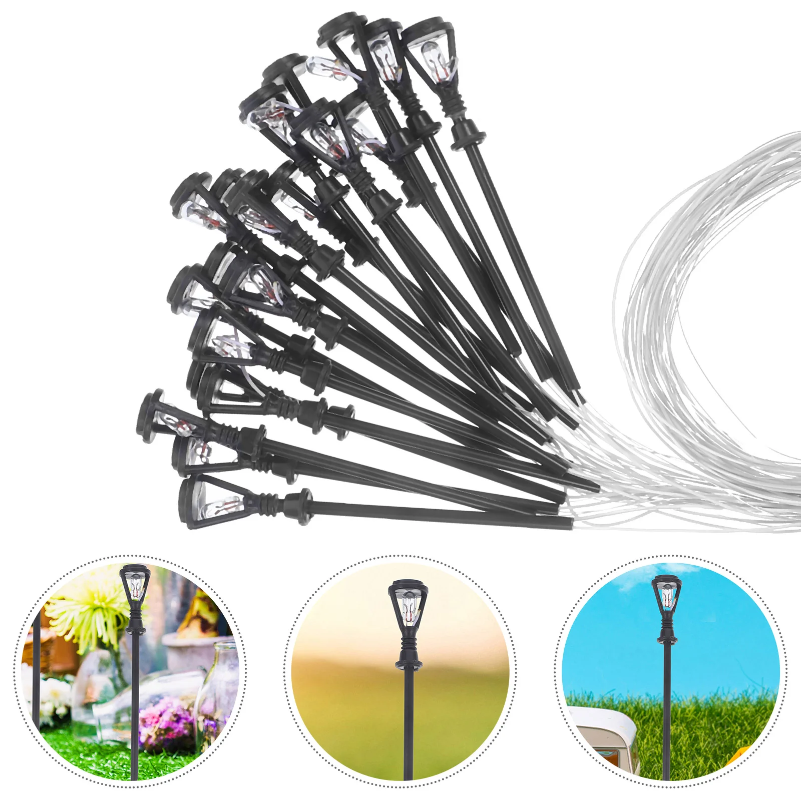 

20 Pcs House Street Light Model Garden Adornment Lamp Models Decorate Mini Decoration Child