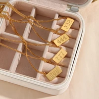 stainless steel gold plated 111 999 square pendant necklace for women vintage digital necklaces fashion jewelry gift