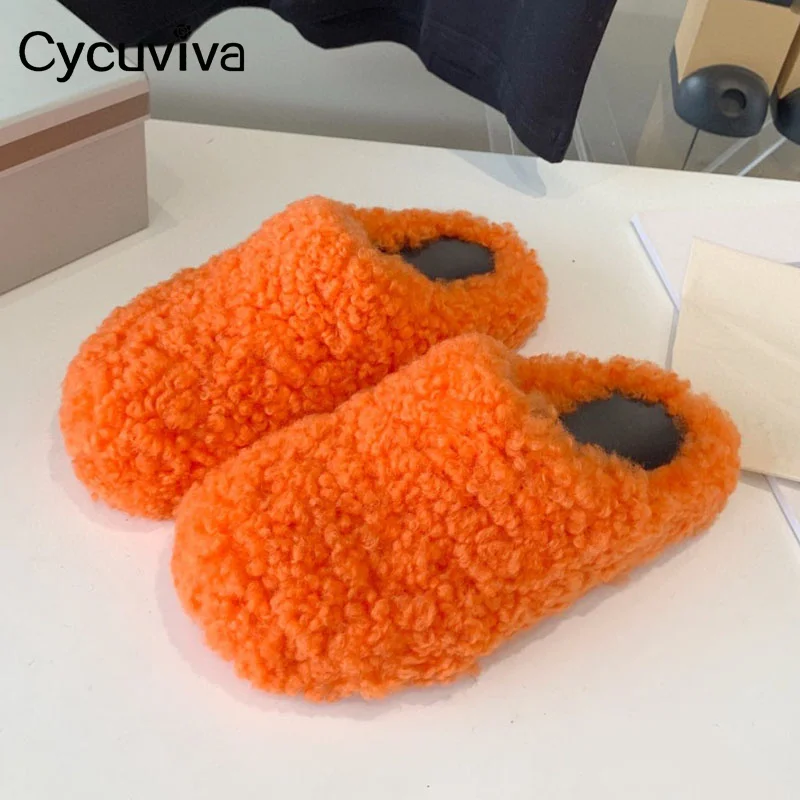 

Дизайнерские новые шерстяные меховые тапочки, женские туфли с круглым закрытым носком, Повседневные Удобные женские полутапочки из пушистого меха