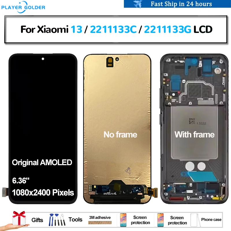 Оригинальный AMOLED для Xiaomi 13 2211133 C G Pantalla ЖК-дисплей Сенсорная панель Экран