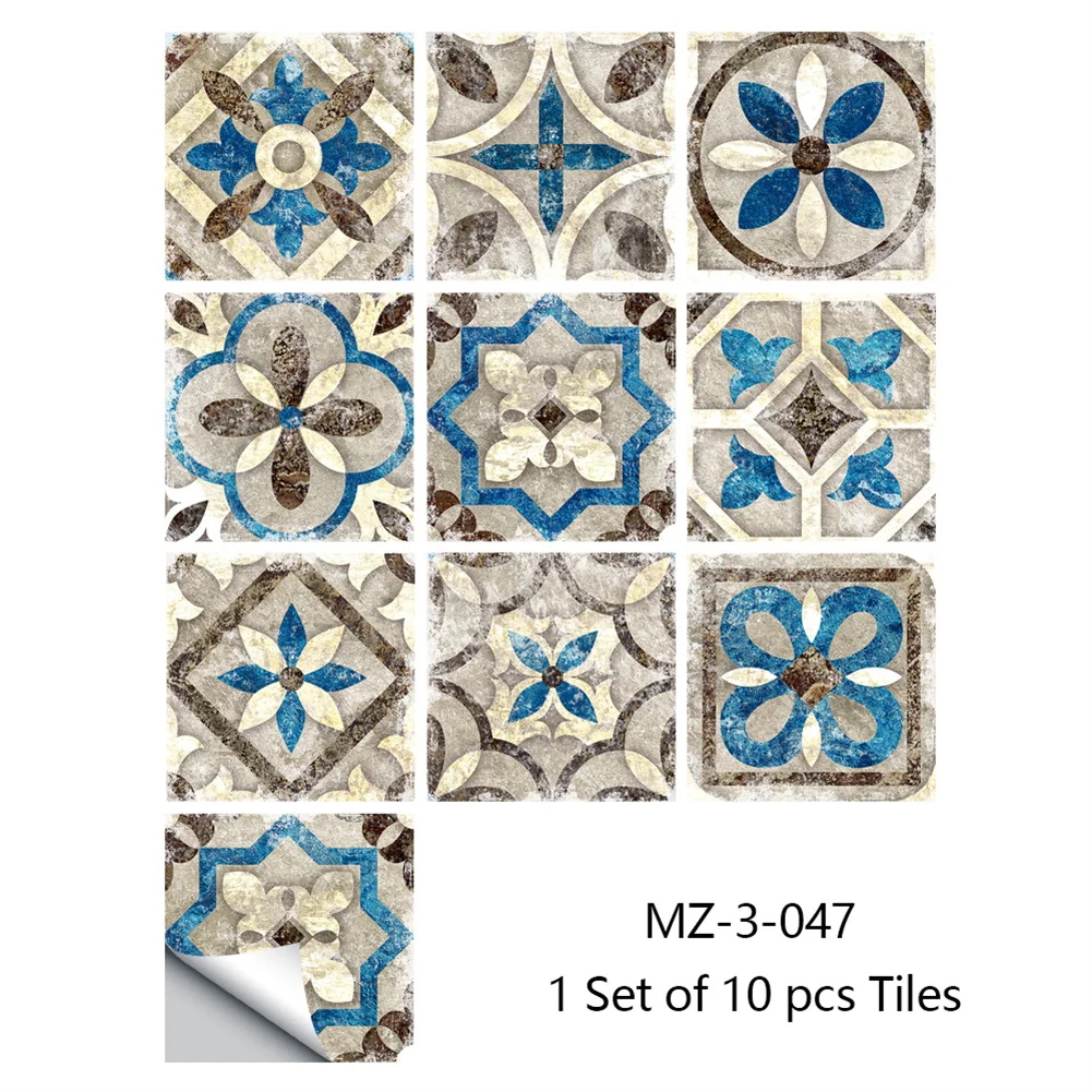 

10PCS Old Style Frosted Tiles Floor Waterproof Wall Stickers Kitchen Bathroom Wallpaper Non-slip Stain Resistant Art Wall Decals
