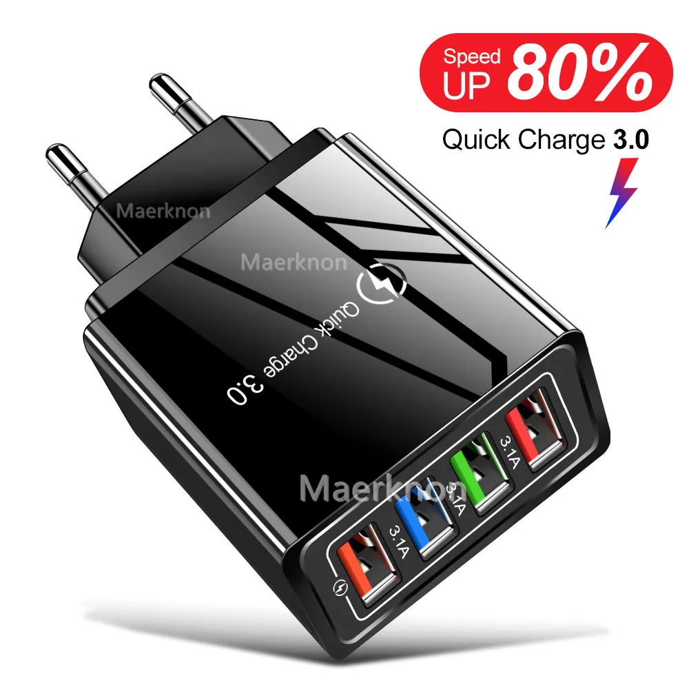 Зарядное устройство Maerknon с 4 USB-портами быстрая зарядка 3 0 универсальное быстрое