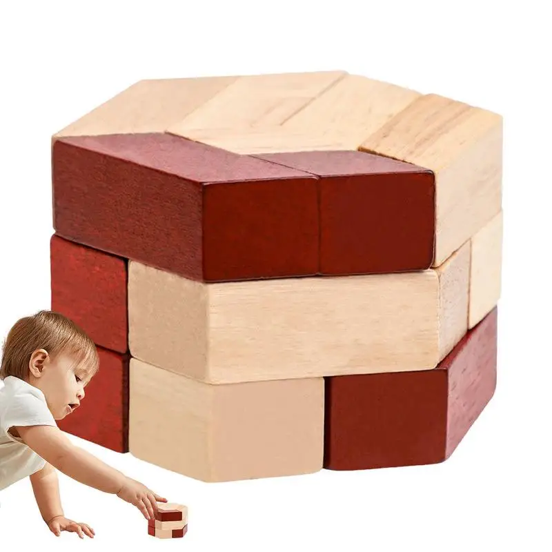 

Wooden Baby Toys Hexagon Puzzle Tangram Shapes Puzzle Set Geometry Logic Game STEM Montessori Educational Toys For Kids