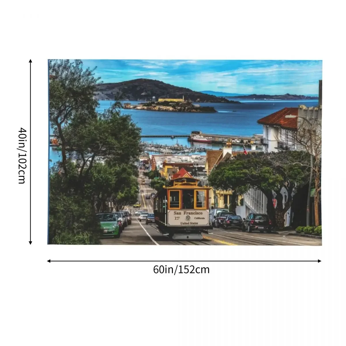 Сан-Франциско Калифорния - культовый тросовый автомобиль и гобелен с островом