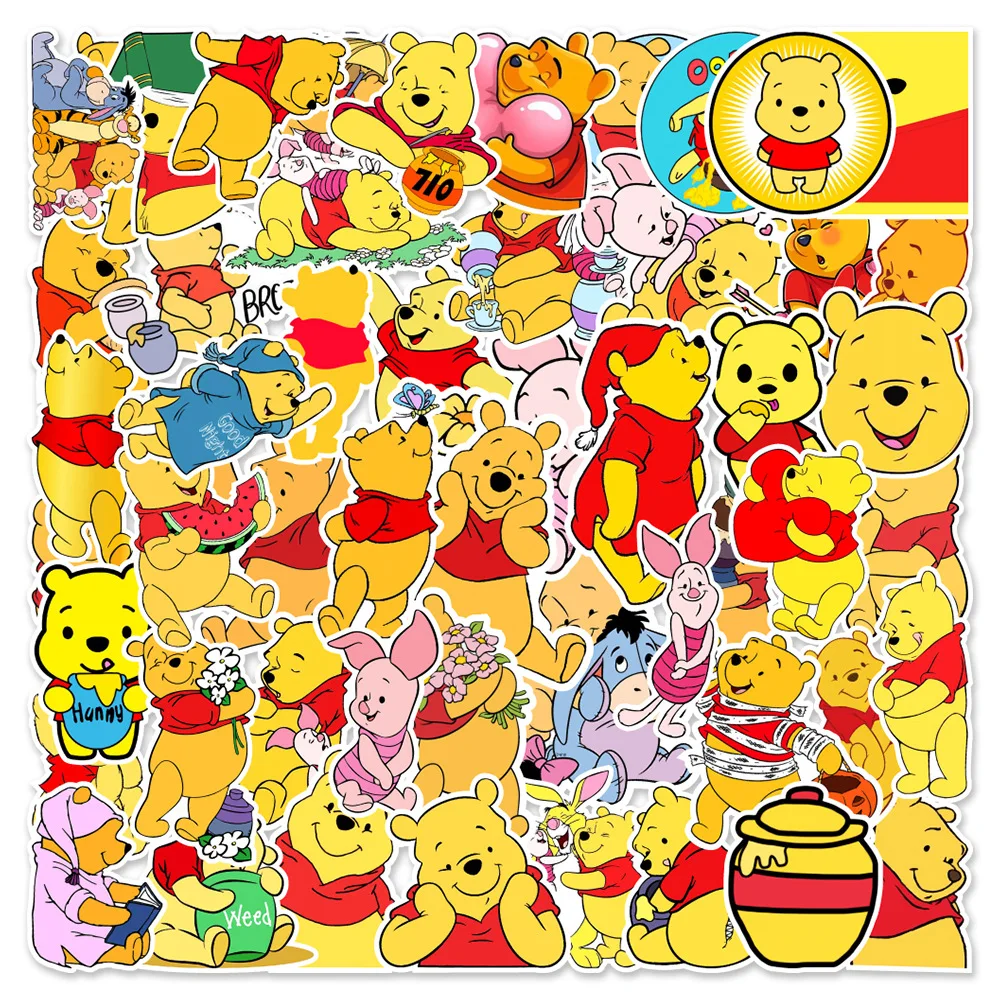 

10/50Pcs Disney Pooh Bear Cartoon Stickers Cute Kawaii Decals Laptop Luggage Phone Car Waterproof Sticker Graffiti Kids Toys