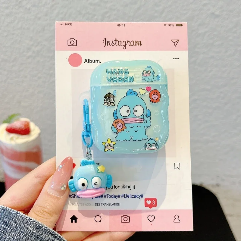 Фото Милый мультяшный чехол для наушников Sanrio Hangyodon для Airpods 1, 2, 3, 4 Pro 2, защитный чехол для беспроводной Bluetooth-гарнитуры с подвеской №4