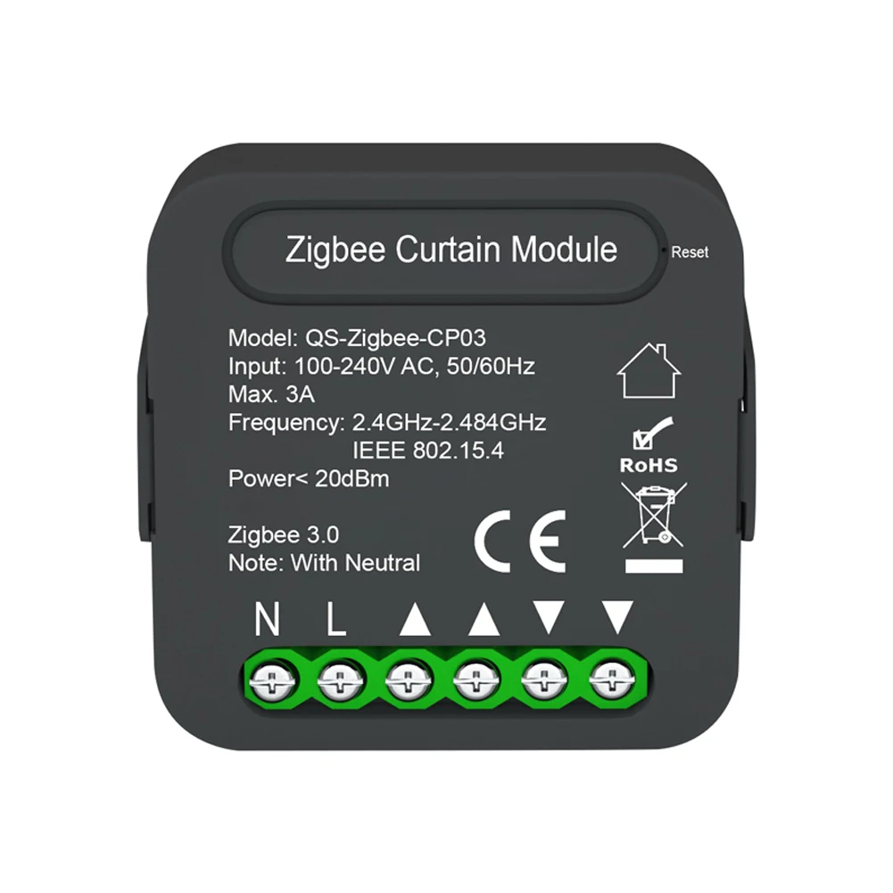 Модуль переключения занавесок QS-Zigbee/Wifi-CP03 Tuya ZigBee/Wi-Fi для рулонных жалюзи