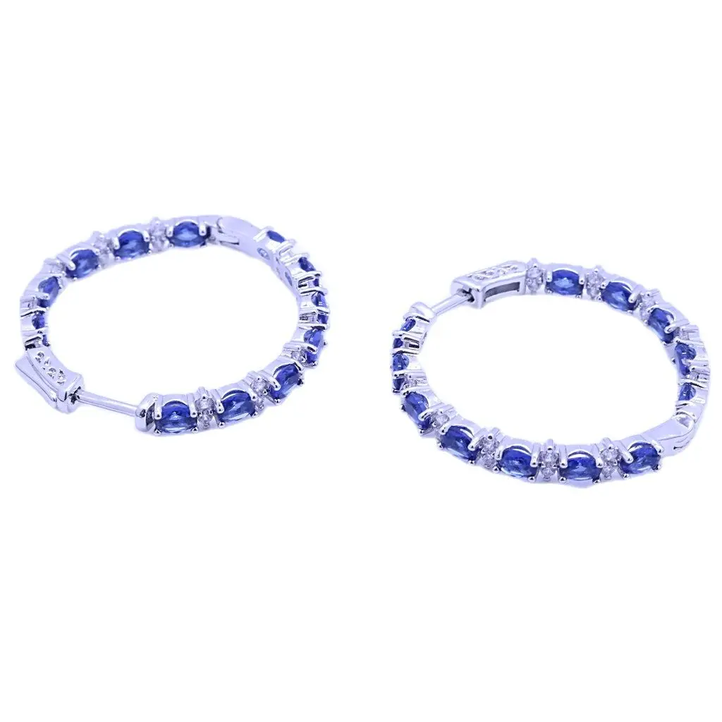 

Brass Set Blue Zircon Big Circle Women's Earrings Fashion Versatile