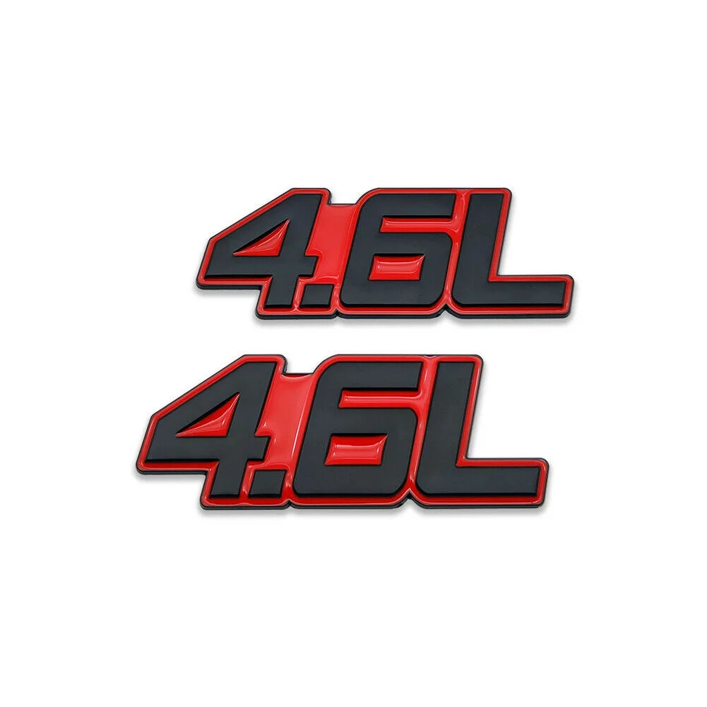 

2x Black&Red 4.6L Emblem 4.6 Side Badge Metal Sticker Power Racing Sport Decal Metal Unique And Beautiful Stickers Parts