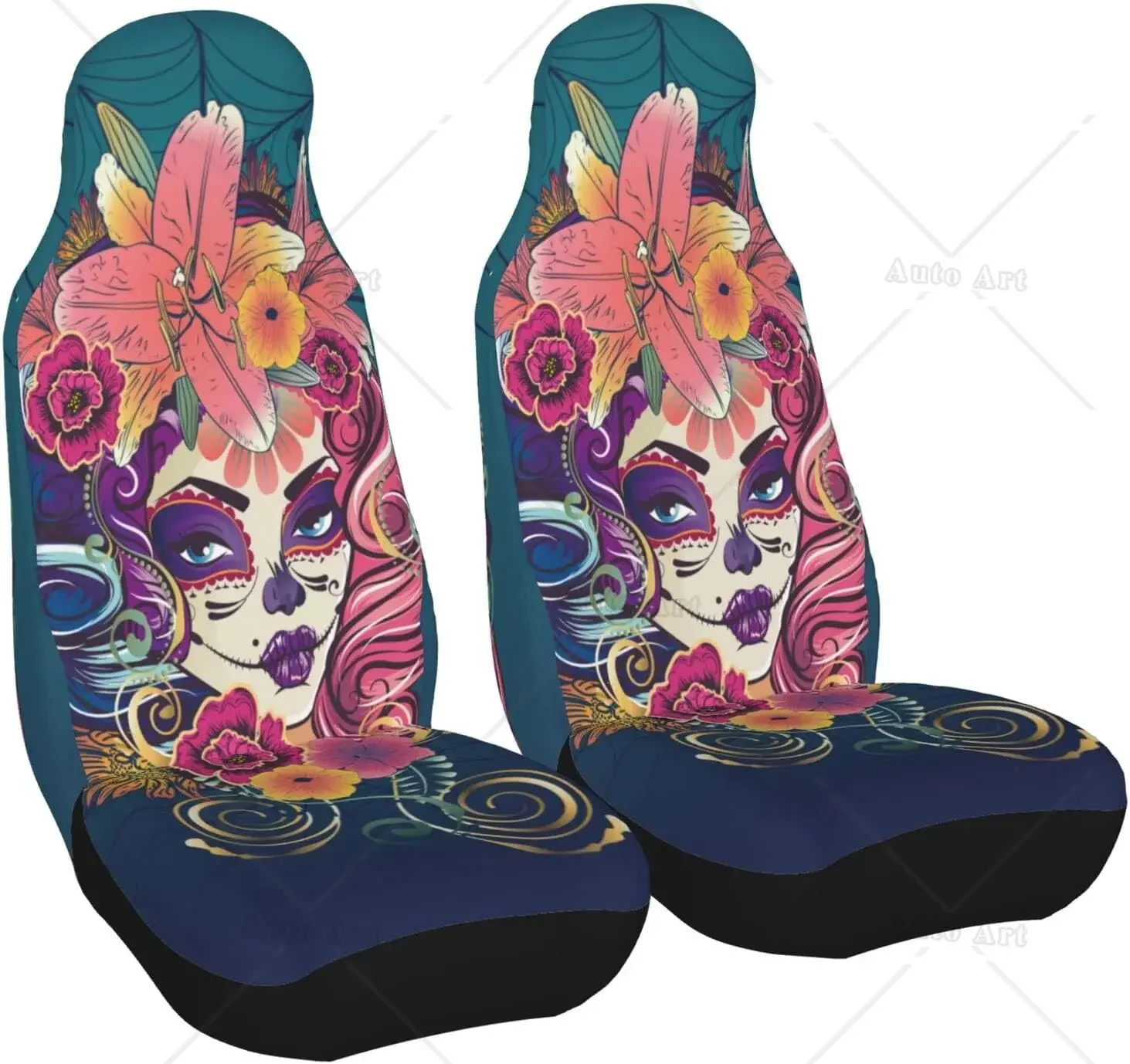 Хэллоуин Сахарный Череп Макияж в Цветочной Короны Чехлы на автомобильные