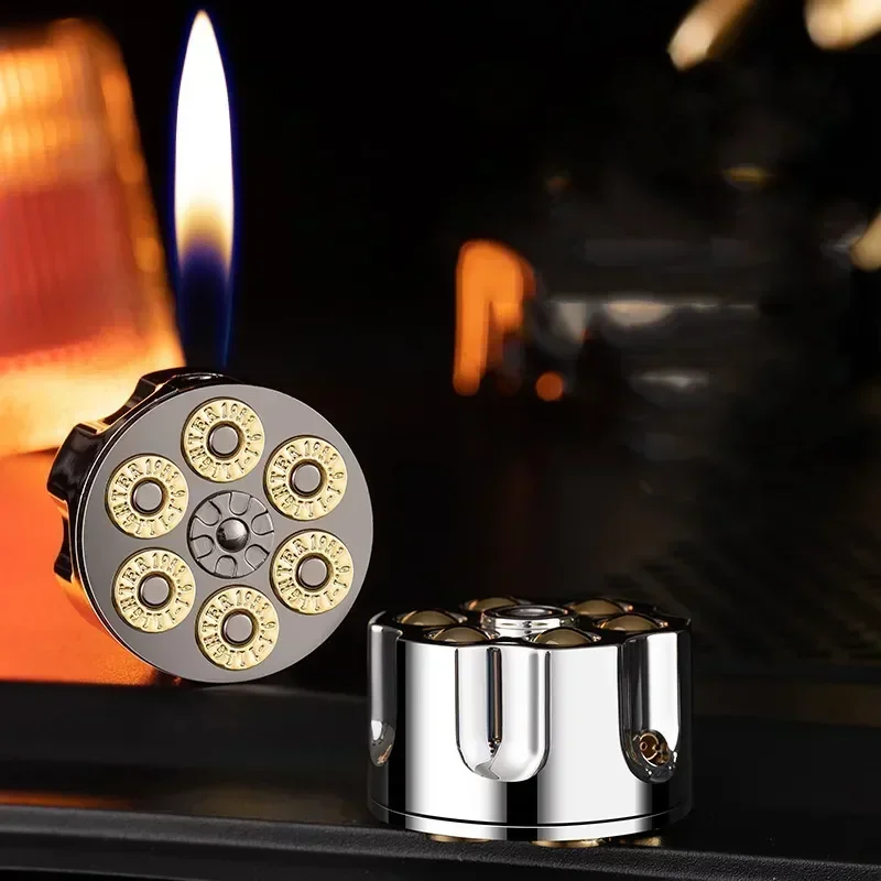 

Personalized New Creative Revolver Magazine Shaped Lighter, New Fancy Butane Gas Open Flame Lighter