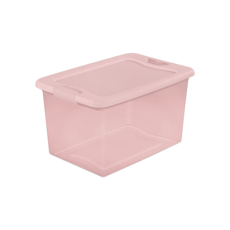 

Qt. Latching Box Plastic, Blush Pink Tint, Set of 6
