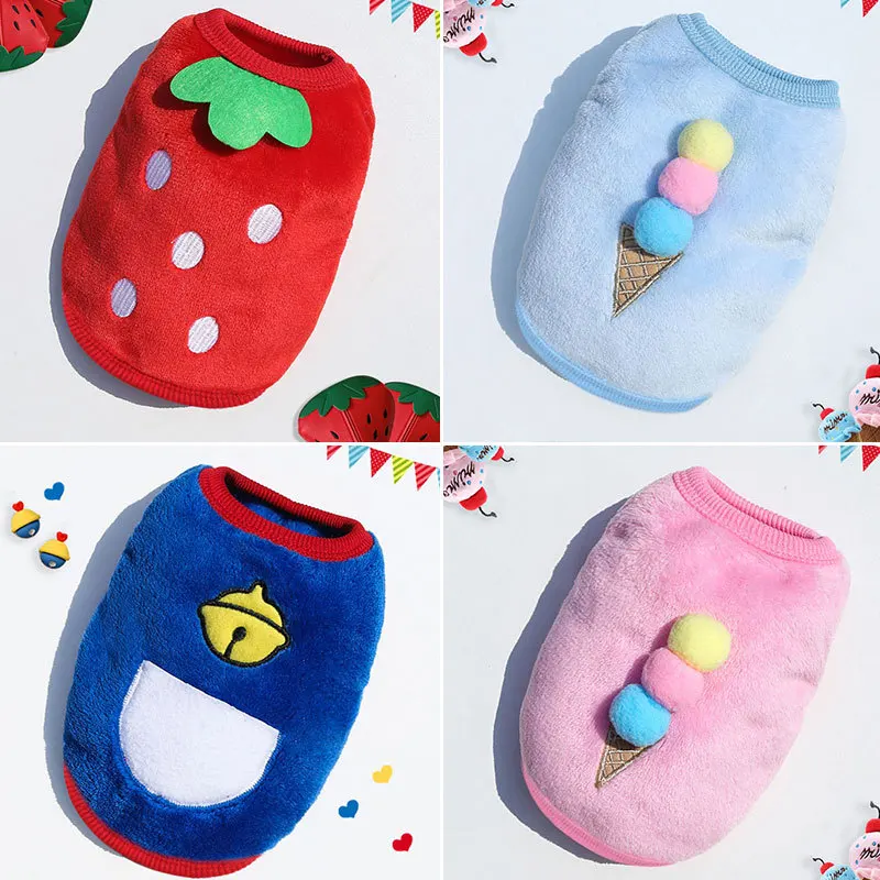 

Cartoon Fleece Pet Dog Clothes Puppy Coat Jacket Printing Warm Dog Clothes Sweater Puppy Cat Clothes Chihuahua Clothes Dog Vest