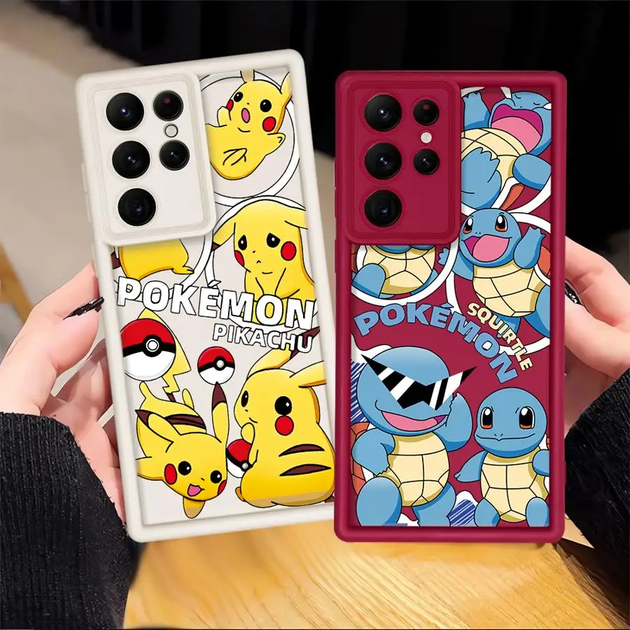 Фото Чехол для телефона Samsung Galaxy S26Ultra Note 20 Ultra S20 FE S23 S21 S25 S22 S26 Plus S24 ultra P-Pikachus And Squirtle №2