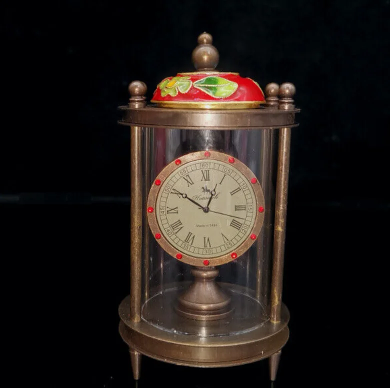 276 г древние китайские латунные изысканные статуи часов ручной работы в подарок