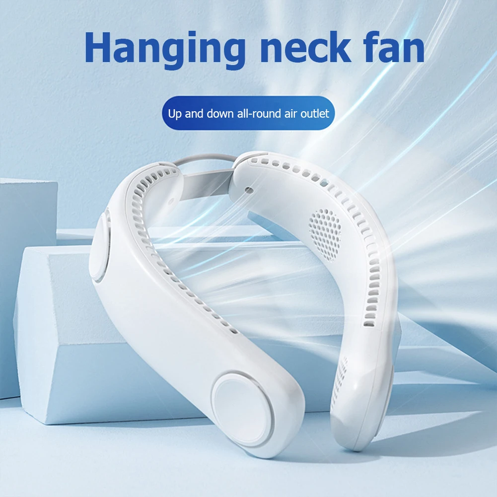 

Portable Foldable Summer Air Cooling Hanging Neck Fan 4000mAh USB Rechargeable Bladeless Mute Sports Personal Neckband Fans