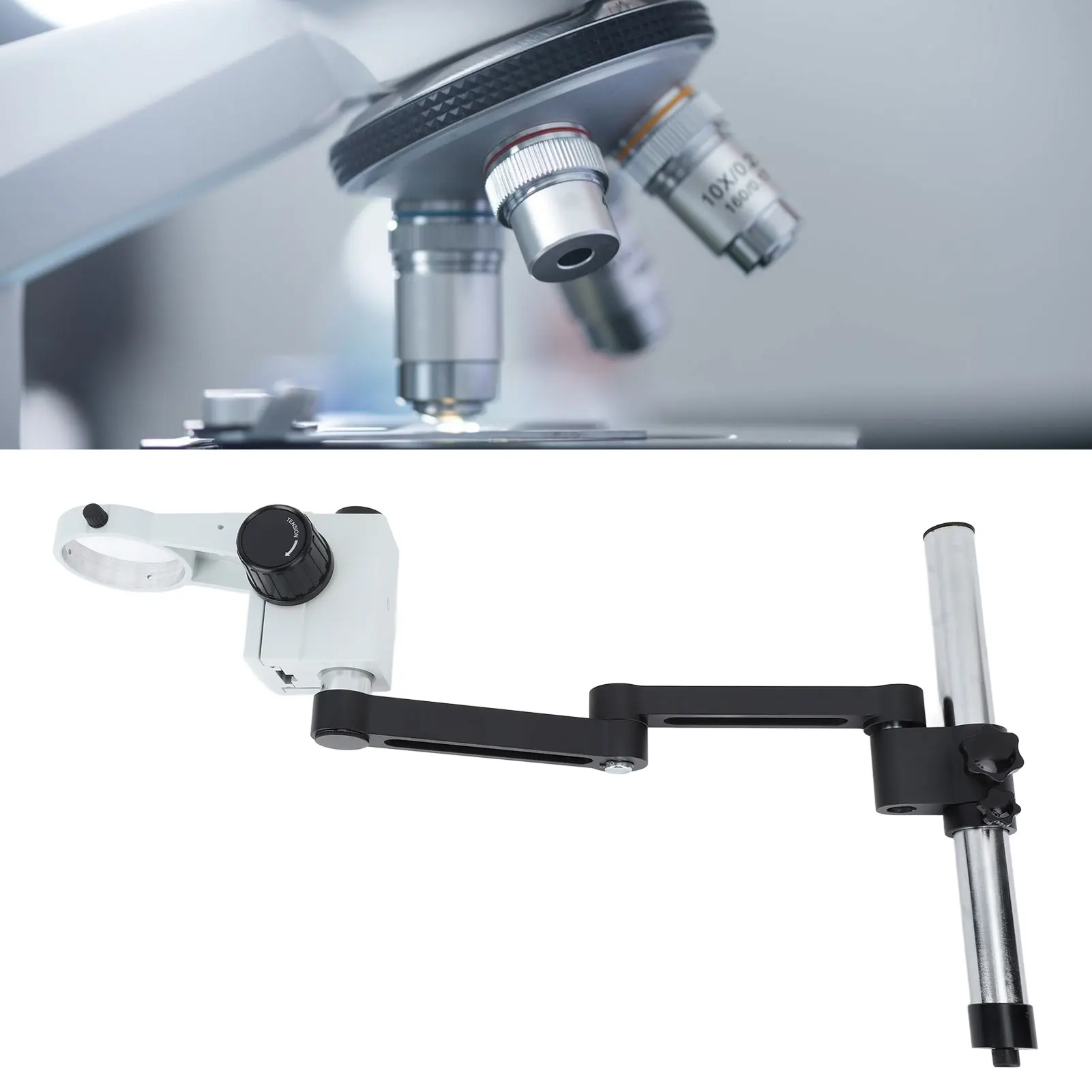 Микроскоп Шарнирный зажим 76 мм Алюминиевый сплав Двойная осевая подставка для