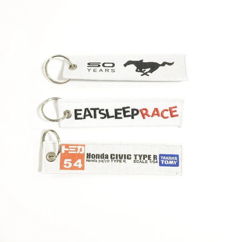 

Car Keychain Textile Key Ring Buckle Lanyard Tags Decoration Emblem White Style Race For Mustang Honda Civic Auto Accessories