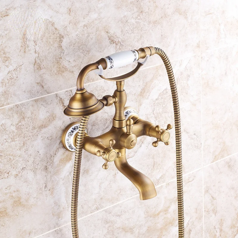 

Shower Faucets Brass Bathroom Mixer Wall Mounted HandHeld Bathroom Sanitary Hand Shower Mixer Tap Sets HS0071Q