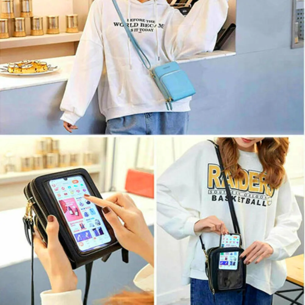 Женский кошелек через плечо для телефона сумка сенсорного экрана с