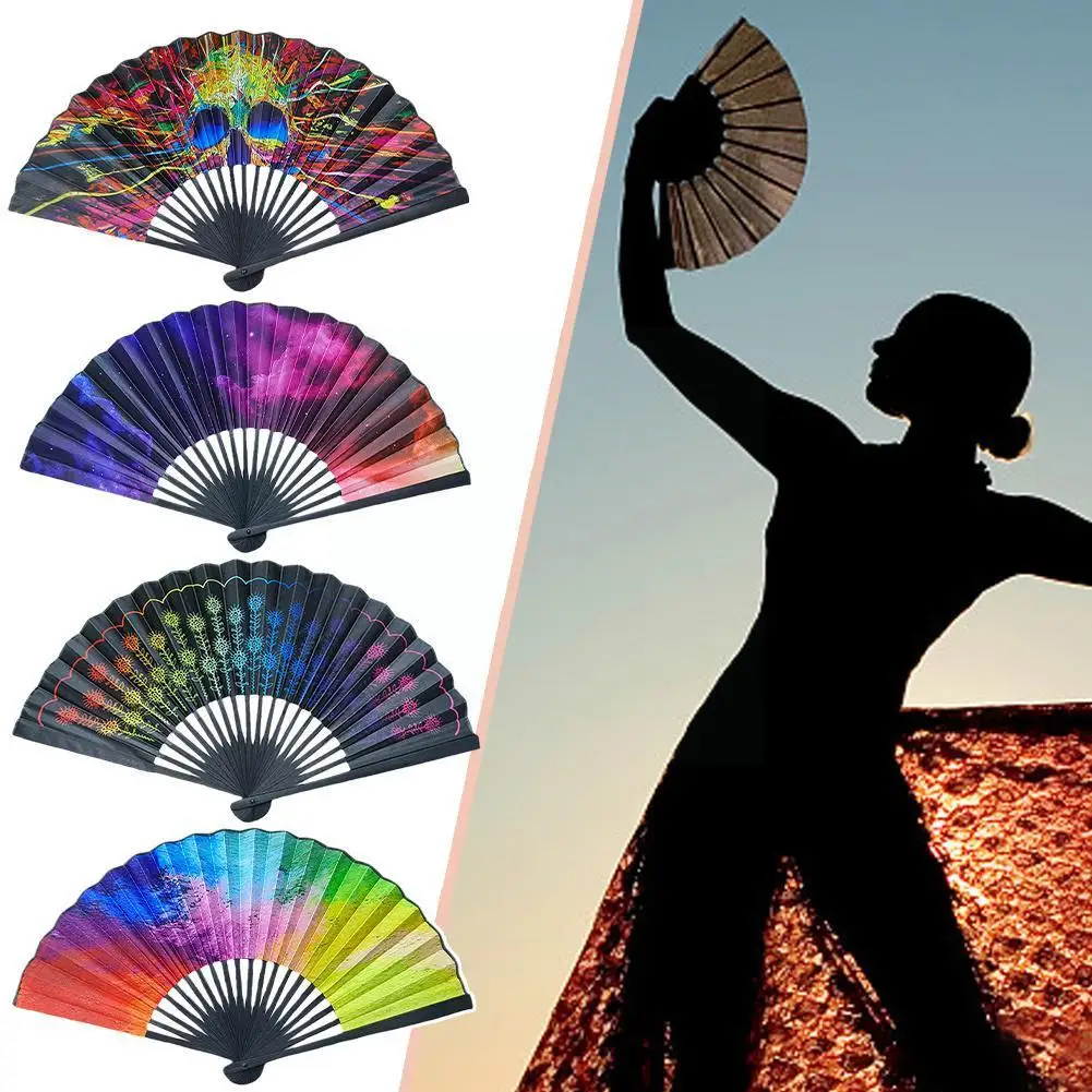 

Folding Hand Fan Folding Fans Bamboo Handheld Fans Cloth Gifts Dance Satin Unusual Festival Performance Fan T1S4
