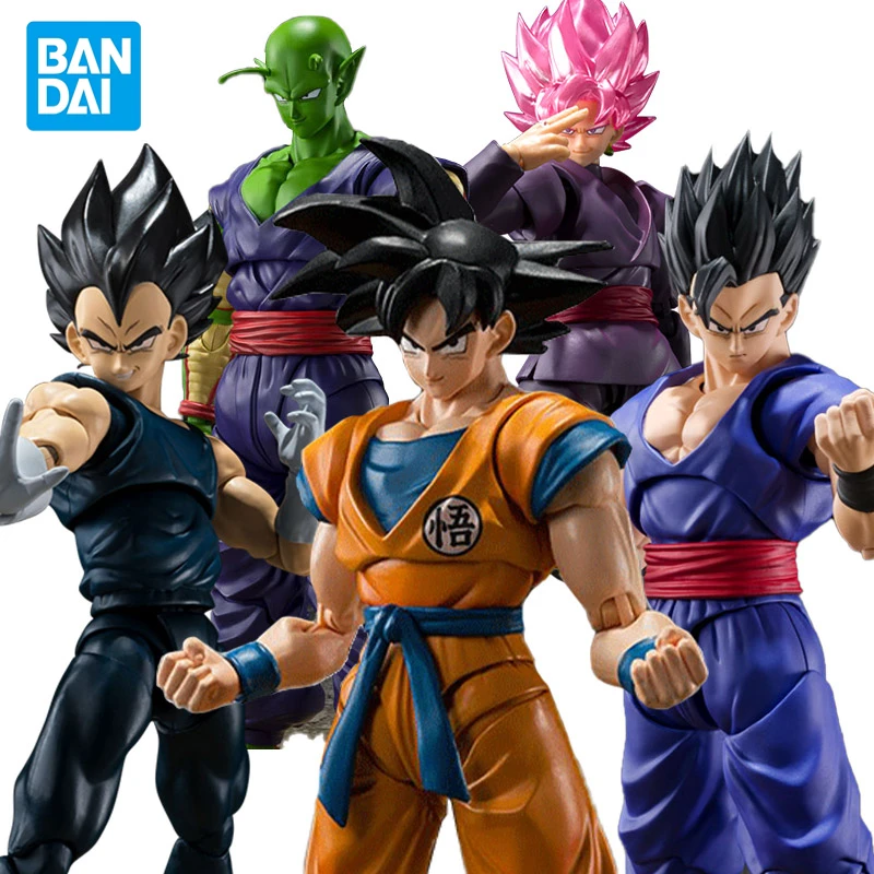 Bandai Anime Peripherals Dragon Ball SUPER HERO SHF Goku Gohan Piccolo Vegeta Pink Action Figure Model Collectible Toy Gift