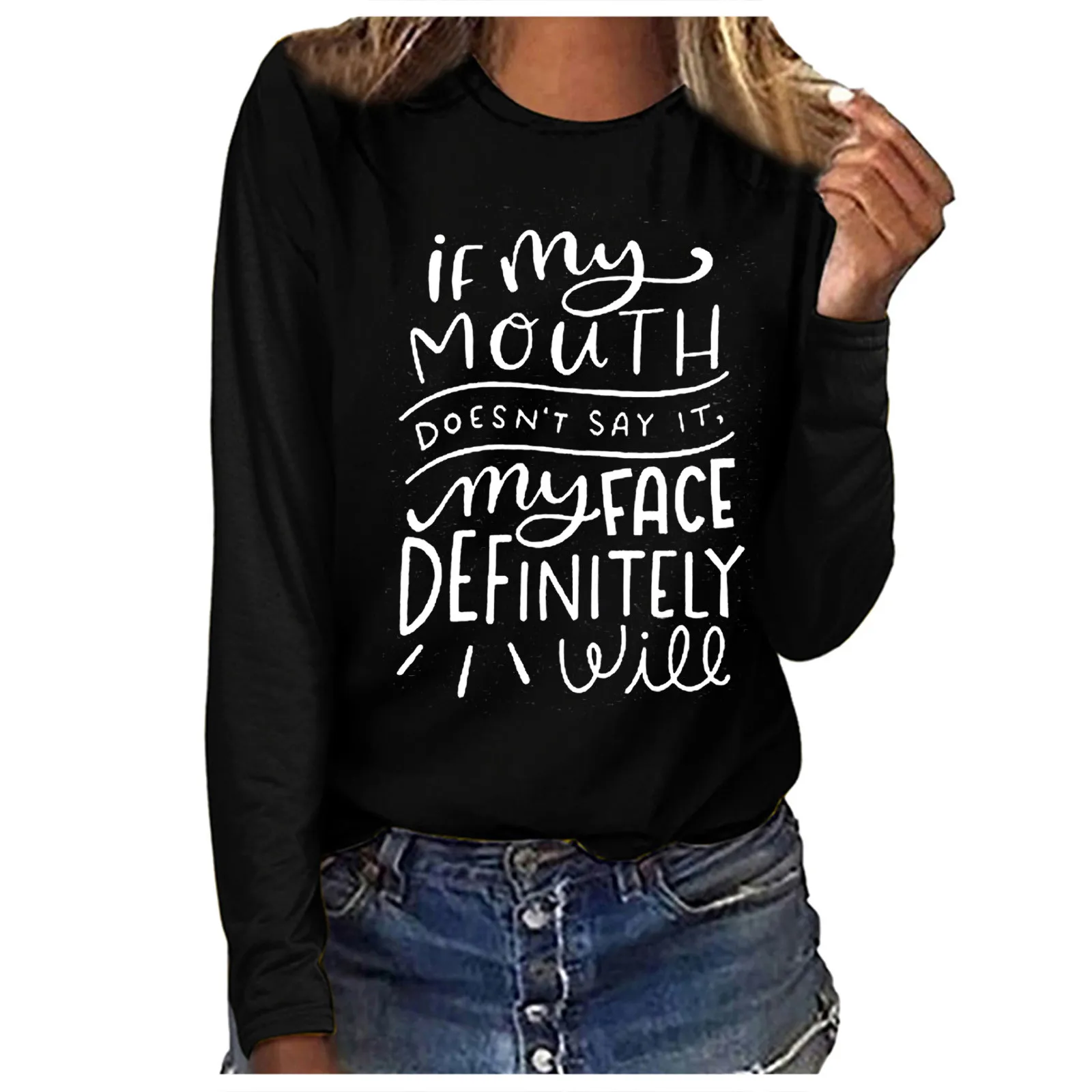 

Long Blouse Shirts Pullover Top Sweatshirt Printed Sleeve Women Women's Blouse Chemise