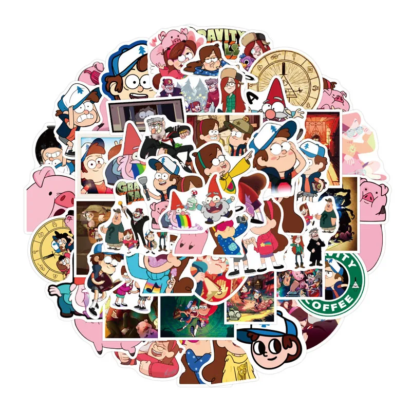 

50Pcs New Animated Weird Town Doodle Stickers Waterproof Luggage Laptop Scooter Water Cup Sticker Decorative Handbook Stickers