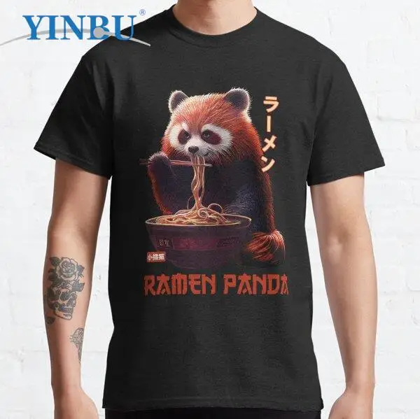 

Мужская футболка с рисунком Красной панды ест РА, кавайная красная панда, новинка 2023, брендовая футболка с рисунком YINBU
