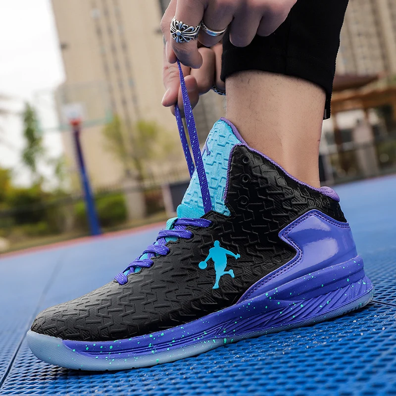 Men's Breathable Basketball Shoes Fashion Non-slip Combat Sports Shoes Shock Absorption Student Training Sports Shoes