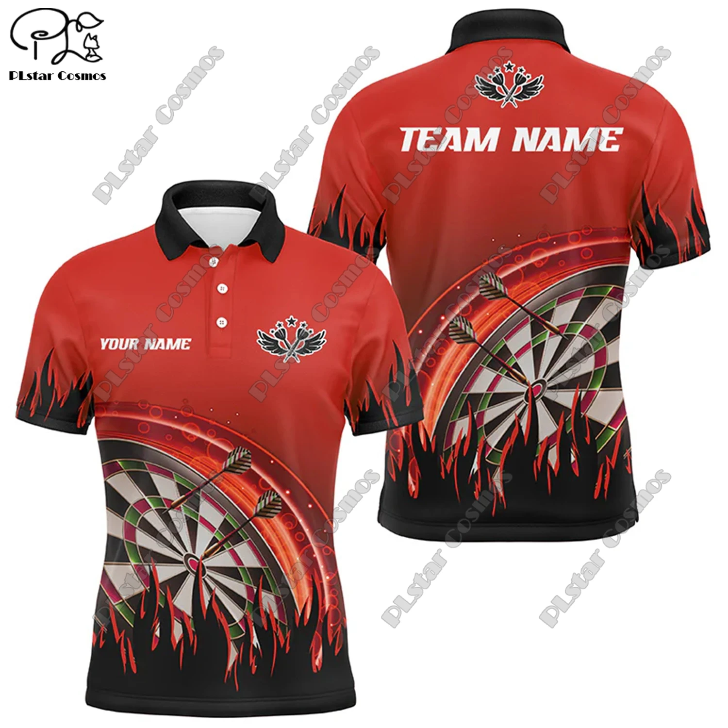 Футболка-поло с 3D-принтом пламени универсальная для отдыха спорта