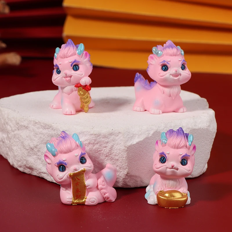 

1Pc 2024 Chinese New Year Cute Cartoon Dragon Figurines Micro Landscape Ornaments For Home Decorations Room Decor Gifts