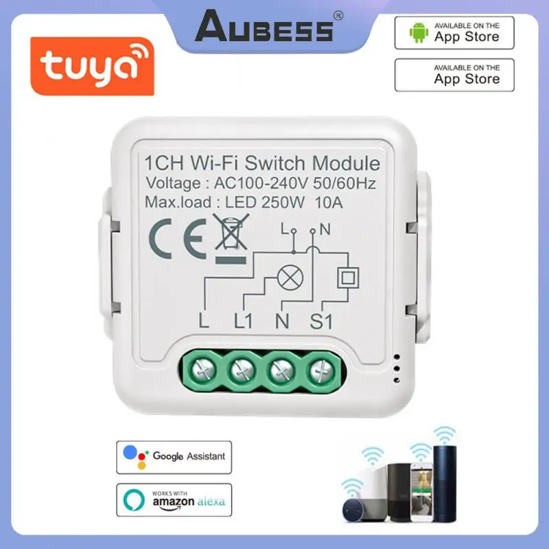 

Переключатель Wi-Fi Tuya для умного дома, миниатюрный переключатель с двойным управлением, с управлением через приложение Alexa Google Home