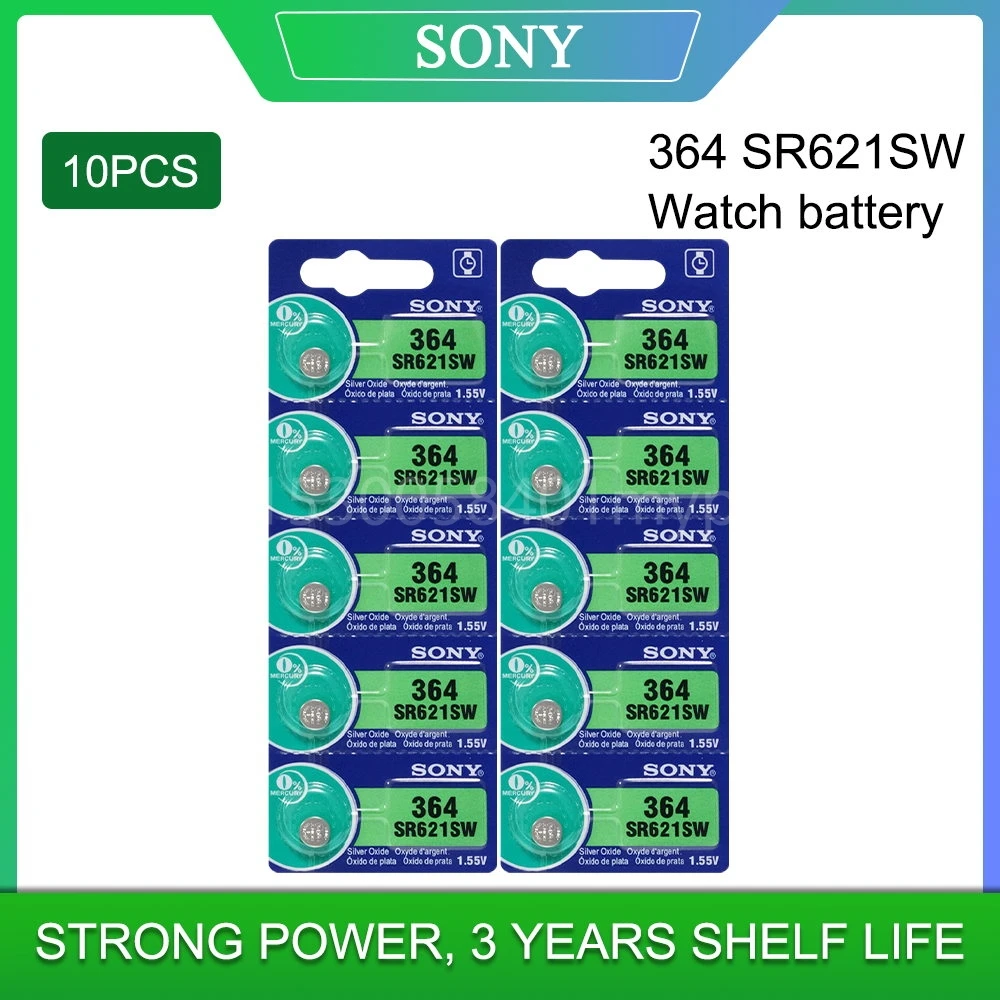10PCS Original Sony 364 SR621SW SR621 V364 AG1 LR60 1.55V Si