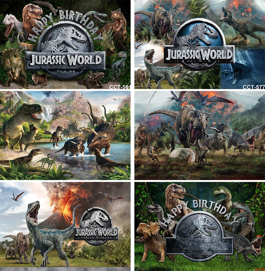 

Dinosaur Theme Children Birthday Jurassic Park Photography Backdrops Tropical Jungle Safari Photographic Background Decoration