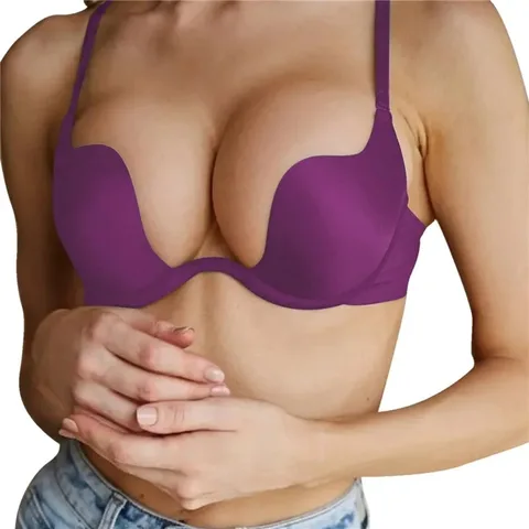 Sexy Push Up Bra Backless Bras Women Sport Yoga Low Cut Open Back Dresses Wedding Underwear Invisible Seamless Deep U Lingerie
