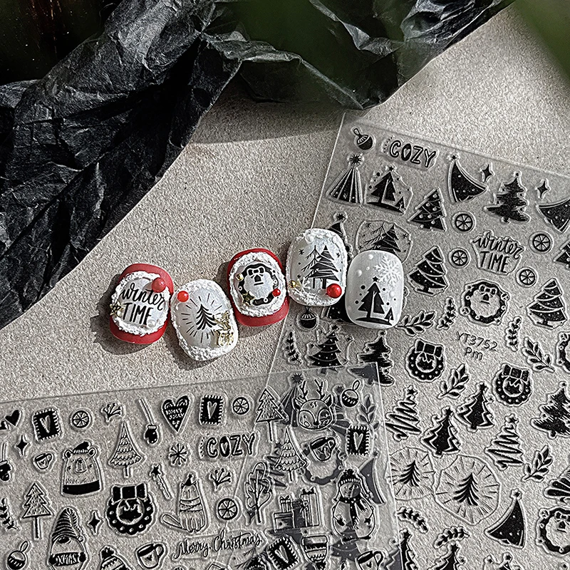 1 лист милые рождественские наклейки для ногтей высокое качество олень любовь