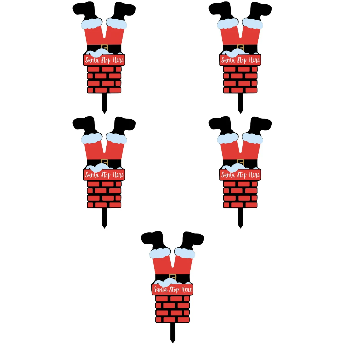 

5pcs Christmas Santa Style Garden Stakes Garden Decoration Stake Garden Ornament