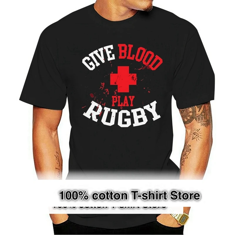 

Men T Shirt Give Blood Play Rugby Player Jersey Funny t-shirt Novelty Tshirt Women