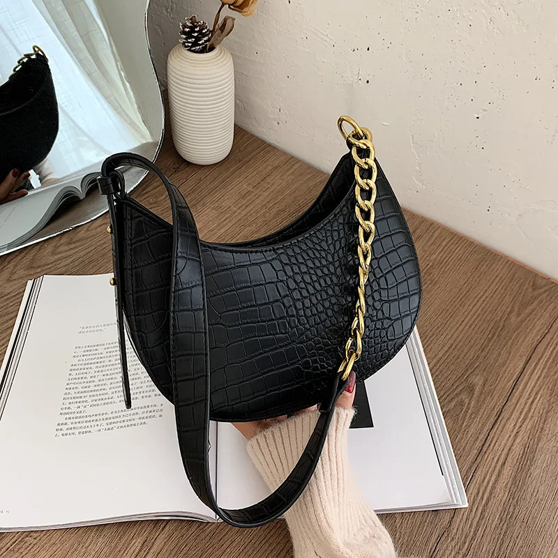 

Fashion Chains Shoulder Bag Women PU Leather Women's bag Vintage Alligator Pattern Crossbody Bag Designer Lady Handbag Daily