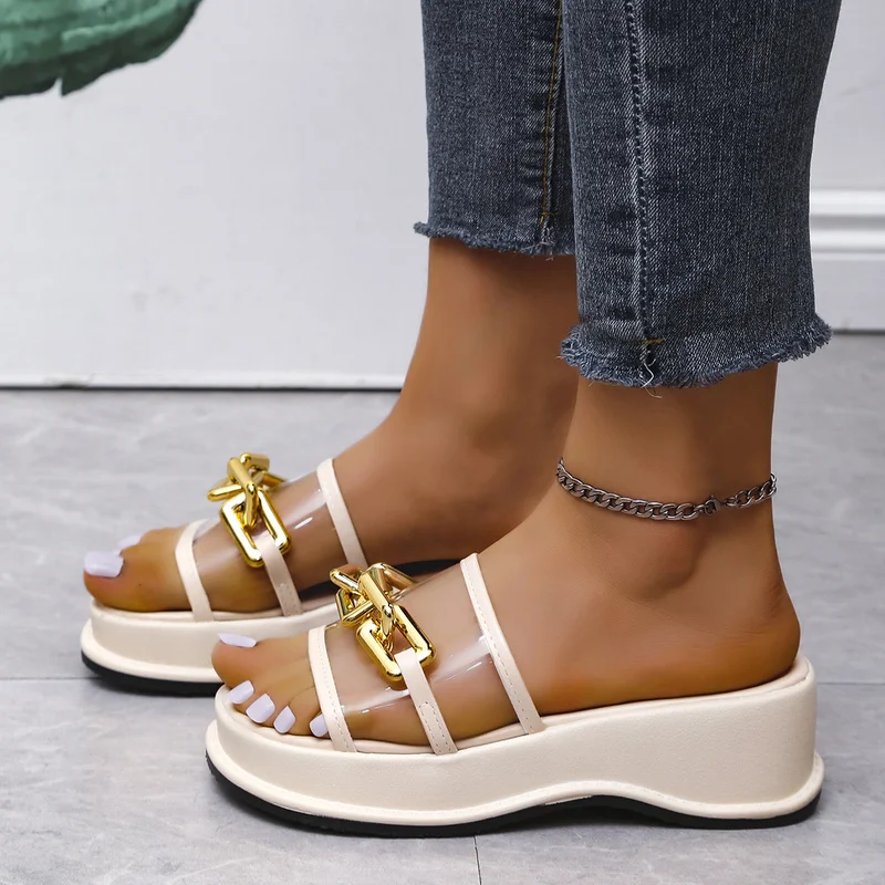 

Сандалии женские на танкетке, Босоножки с открытым носком, классические тапочки, лето 2022