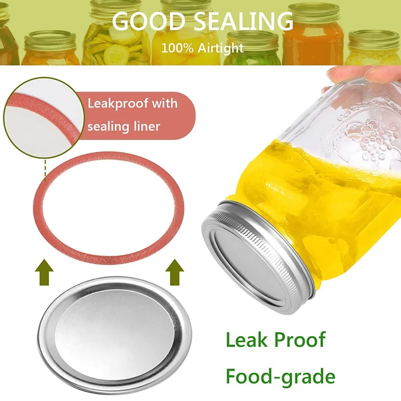 20Pcs Mason Jar Lids &amp Rings Set For Regular Mouth Canning Split-Type Leak Proof Ball Kerr Jars (70 MM)