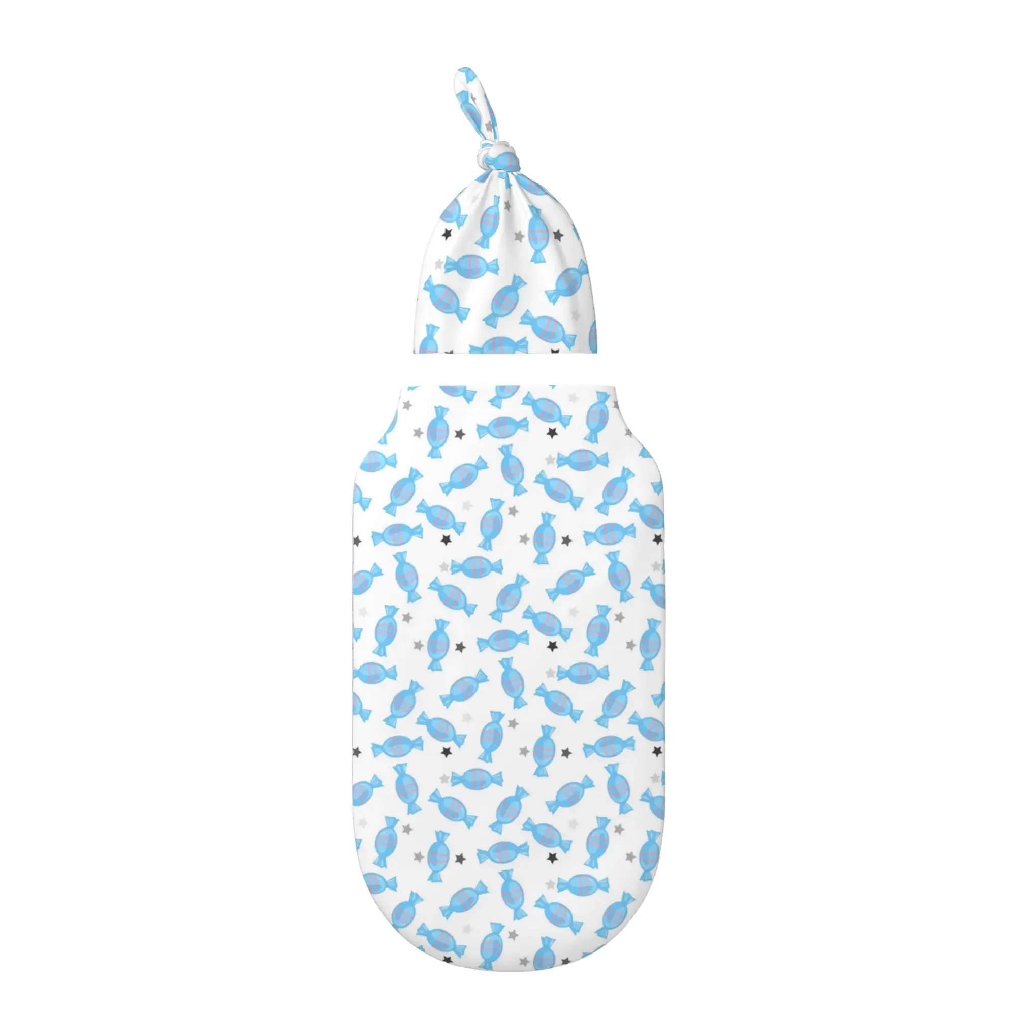 

Blue Cartoon Candy Baby Swaddle Blanket for Newborn Unisex Soft Adjustable Swaddle Wrap