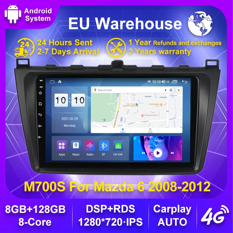 

Автомагнитола 2DIN, 1280*720 IPS, Android 11, для Mazda 6 Mazda6 GH II Ultra 2008-2015, мультимедийный плеер с GPS-навигацией, Wi-Fi, 4G, BT, RDS
