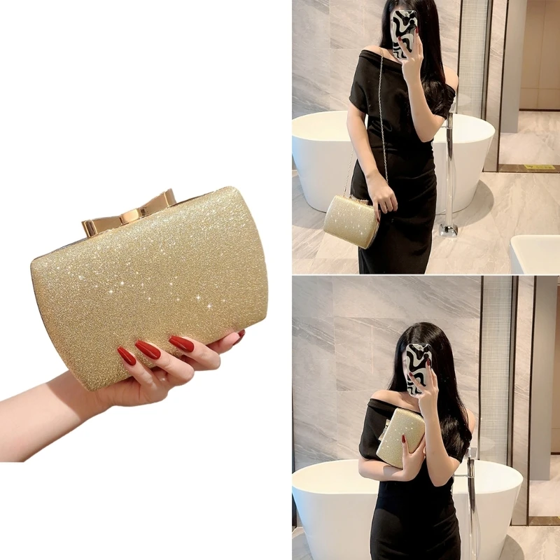 

Shimmering Wedding Evening Bag with Removable Chain for Special Gatherings